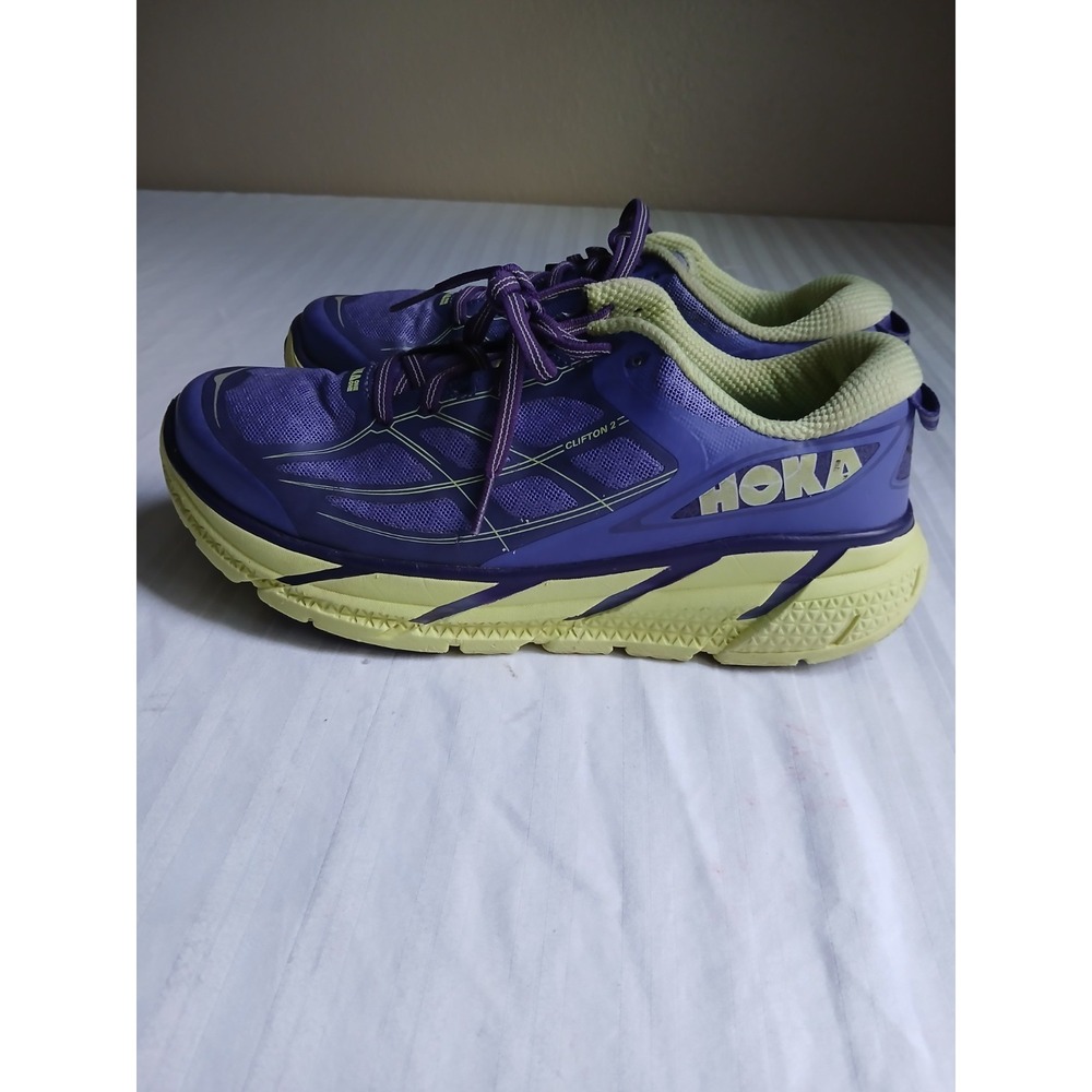 Hoka One One Women's Purple and Yellow Running Shoes - Picture 14 of 14